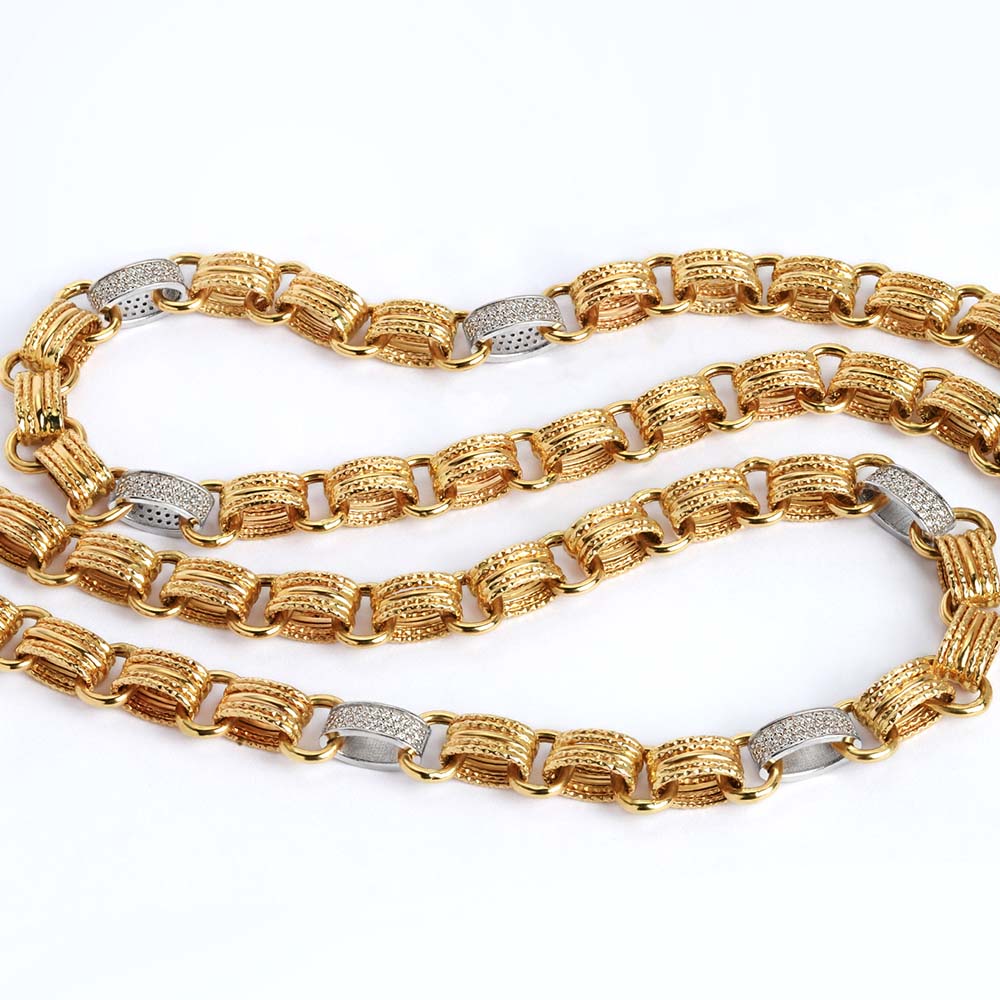 14 Ayar Sarı-Beyaz Altın Trend Doç Zincir