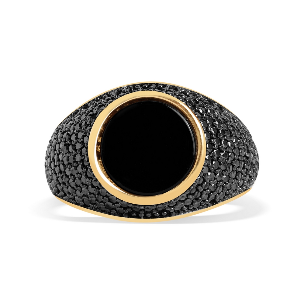 14 Ayar Sarı-Siyah Altın Erkek Yüzük