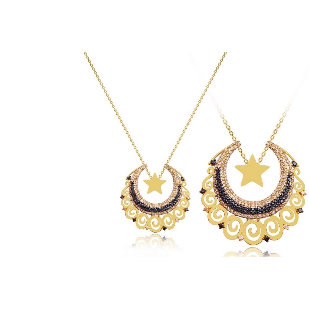 22 Ayar Sarı Altın Ayyıldız Figürlü Kolye