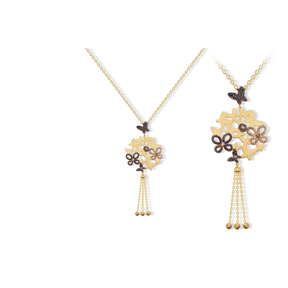 22 Ayar Sarı Altın Kelebek Figürlü Kolye