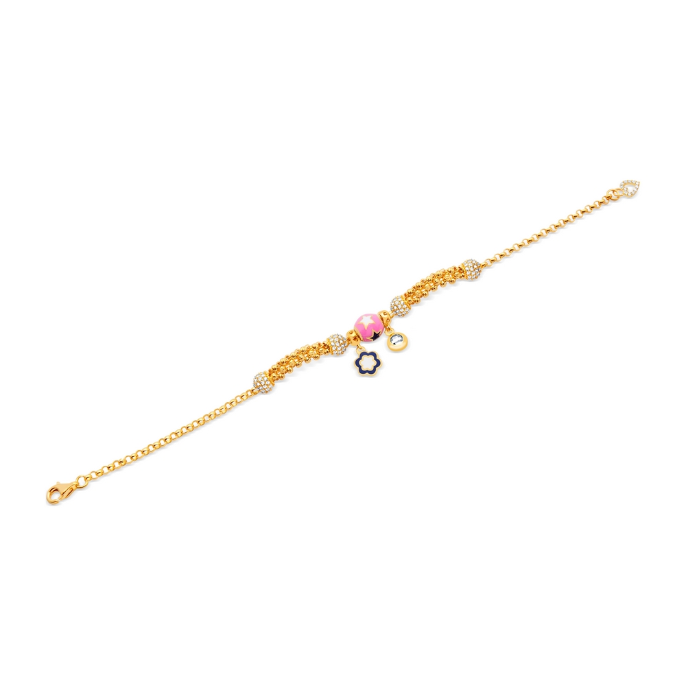 22 Ayar Sarı Altın Charm Bileklik