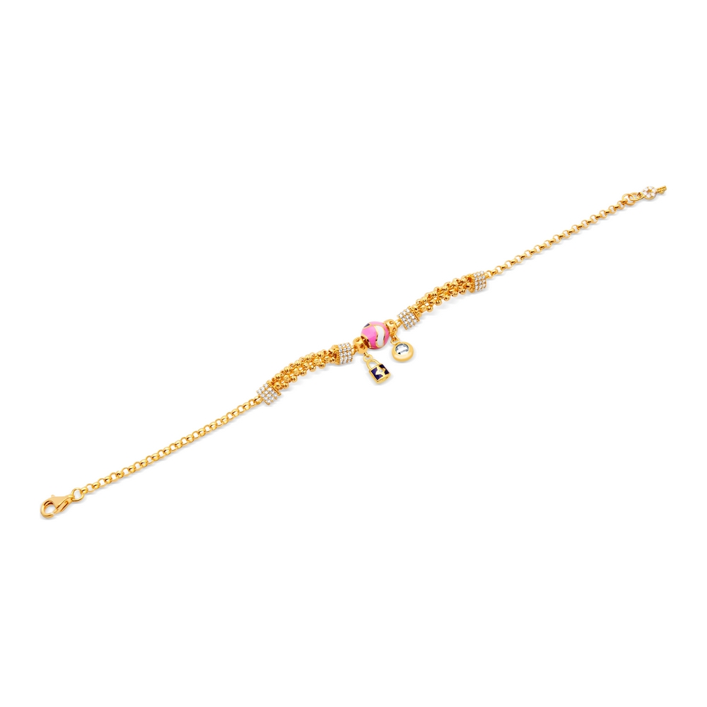 22 Ayar Sarı Altın Charm Bileklik