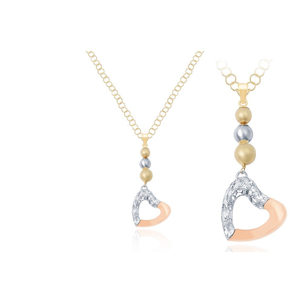 14 Ayar Sarı-Beyaz Altın Kalp Figürlü Kolye