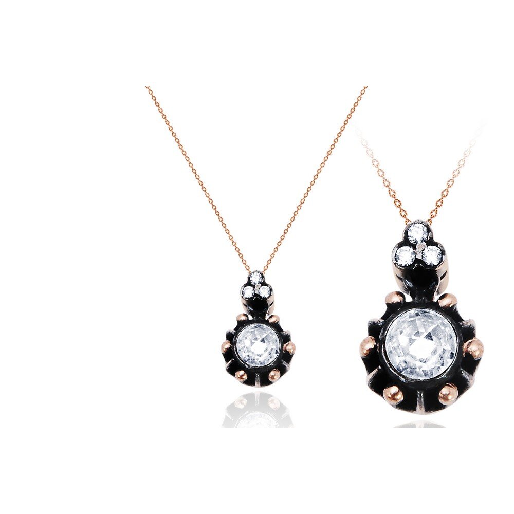 8 Ayar Rose Altın Elmas Görünümlü Kolye