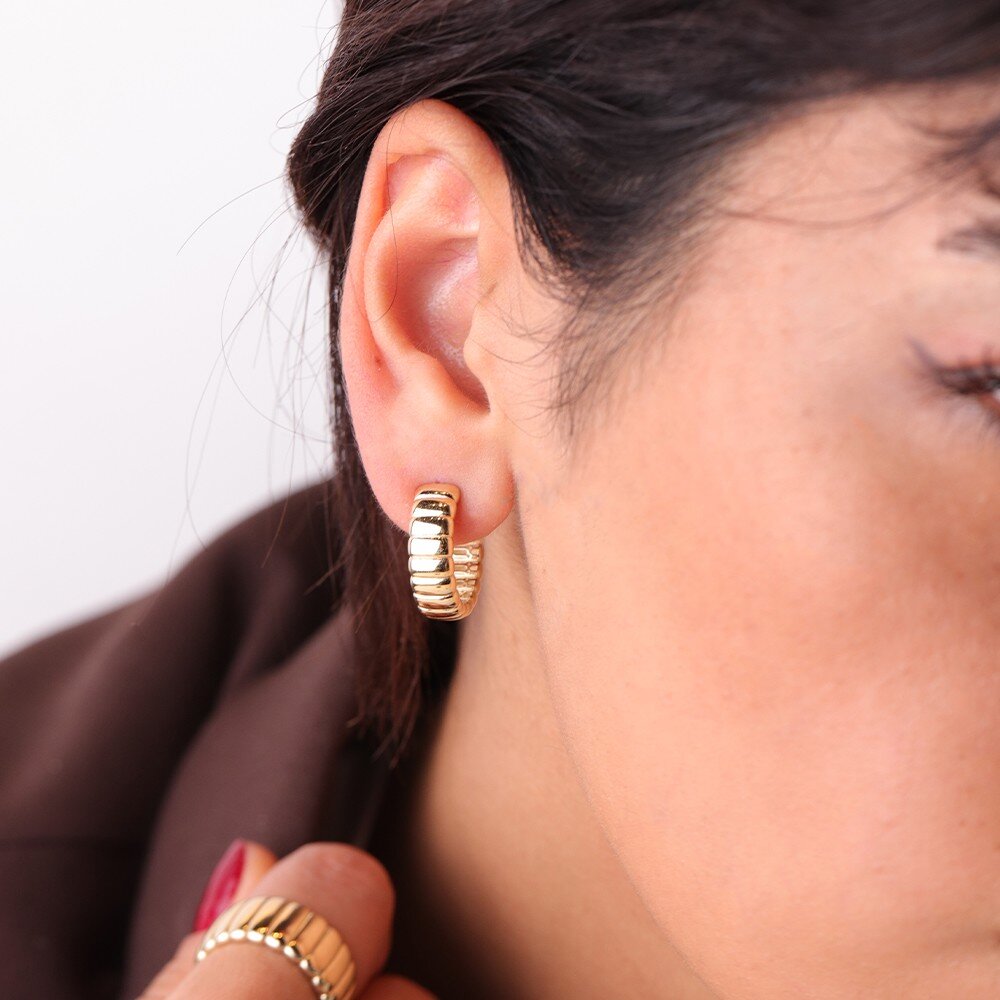 14 Ayar Sarı Altın Halka Küpe