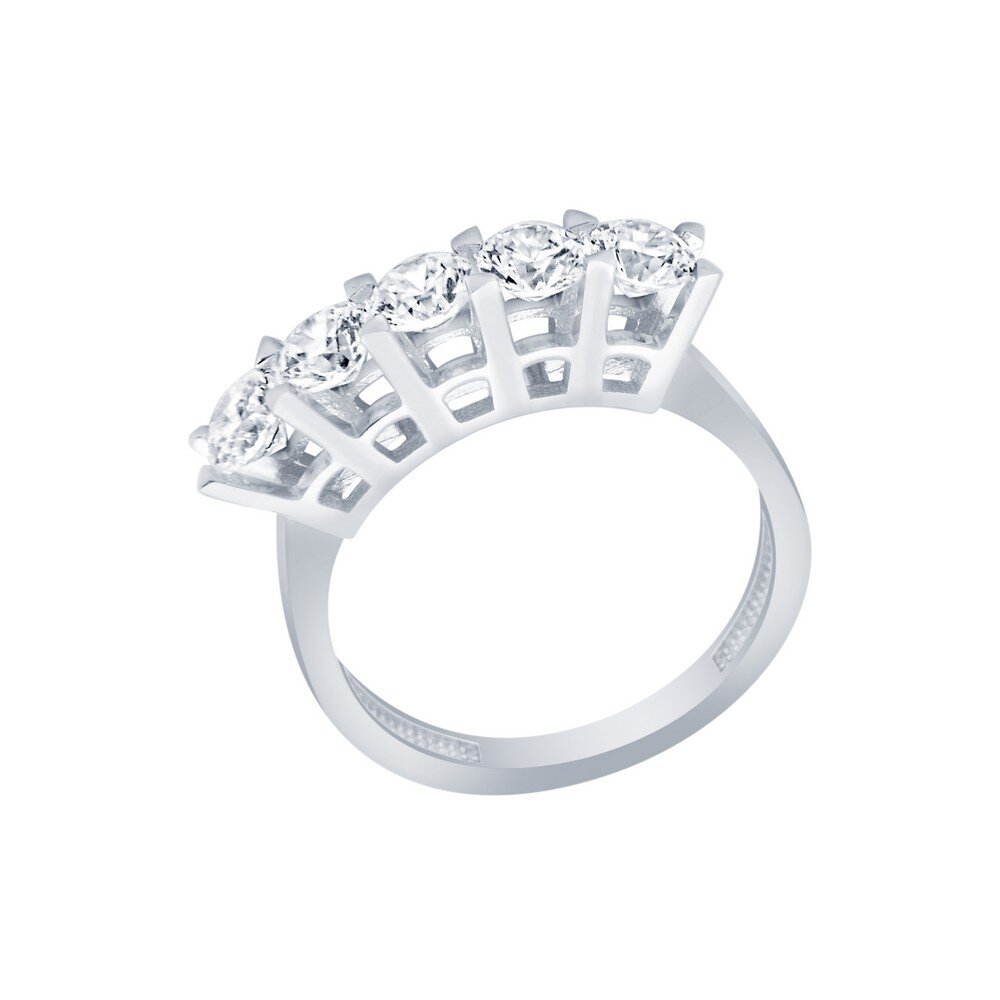 14 Ayar Beyaz Altın Beştaş Yüzük