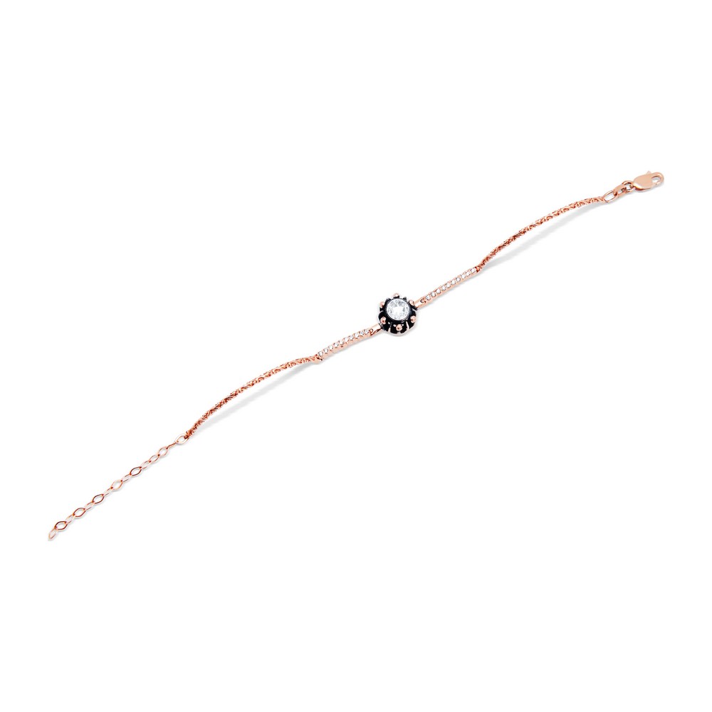 8 Ayar Rose Altın Elmas Görünümlü Bileklik