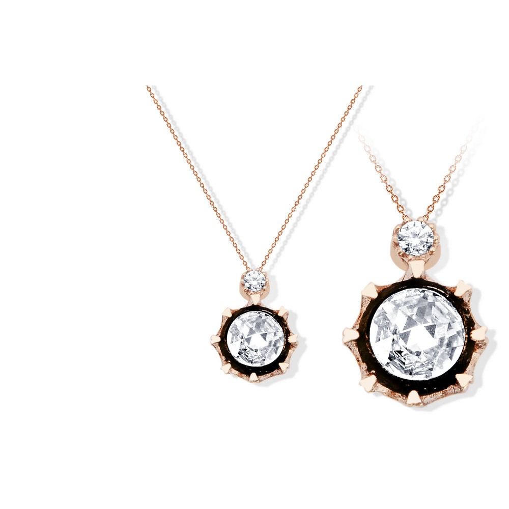 8 Ayar Rose Altın Elmas Görünümlü Kolye