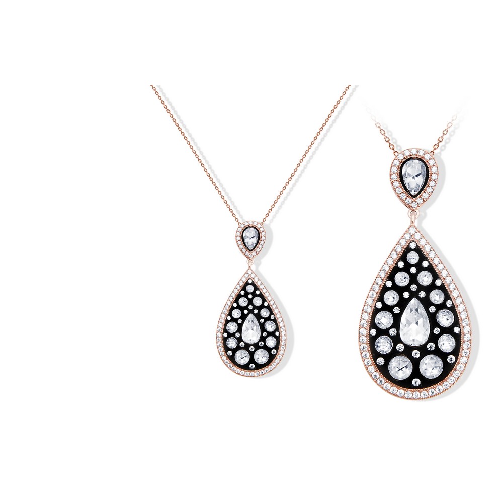 8 Ayar Rose Altın Elmas Görünümlü Kolye