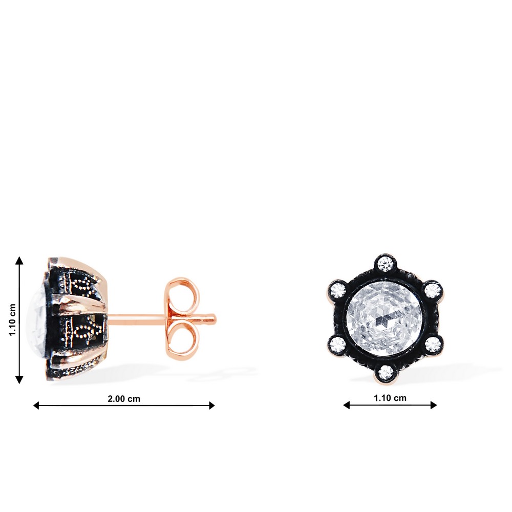 8 Ayar Rose Altın Elmas Görünümlü Küpe