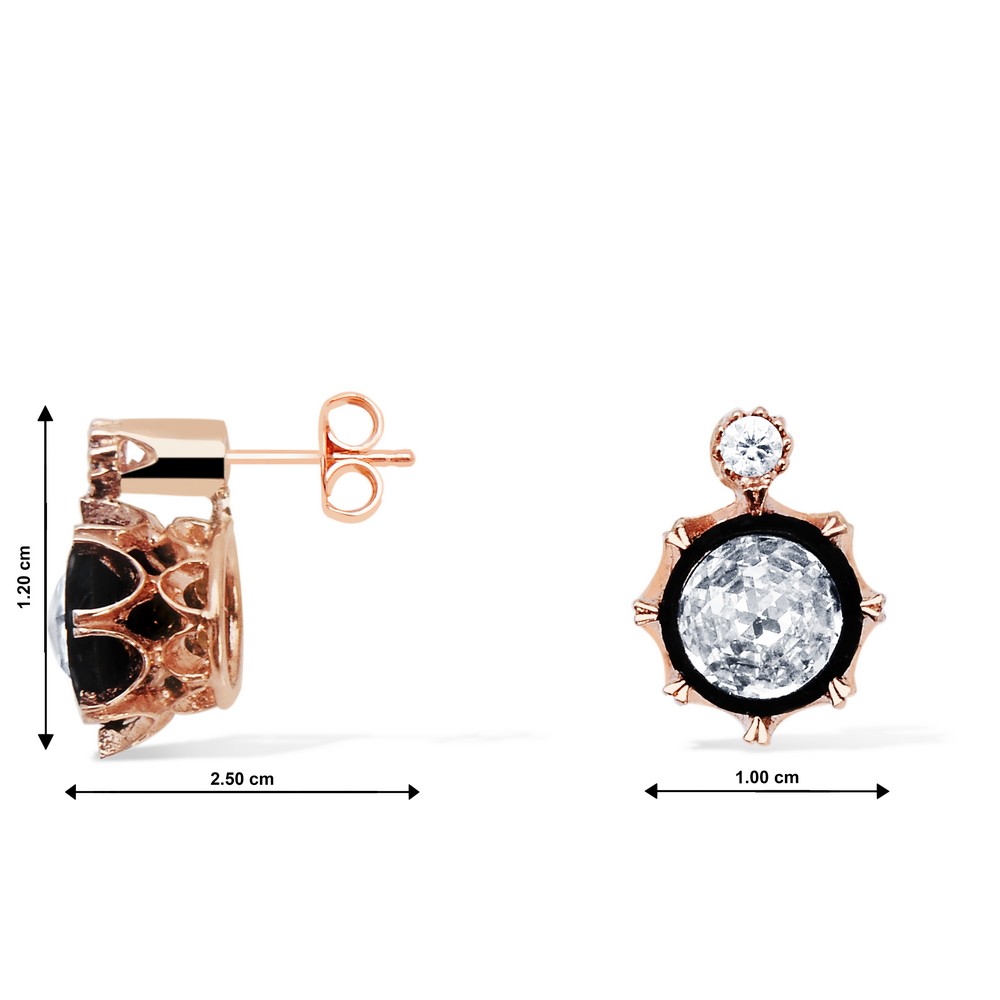 8 Ayar Rose Altın Elmas Görünümlü Küpe