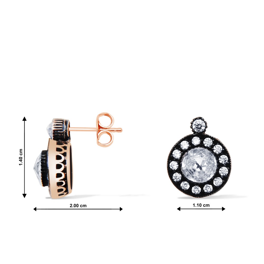 8 Ayar Rose Altın Elmas Görünümlü Küpe