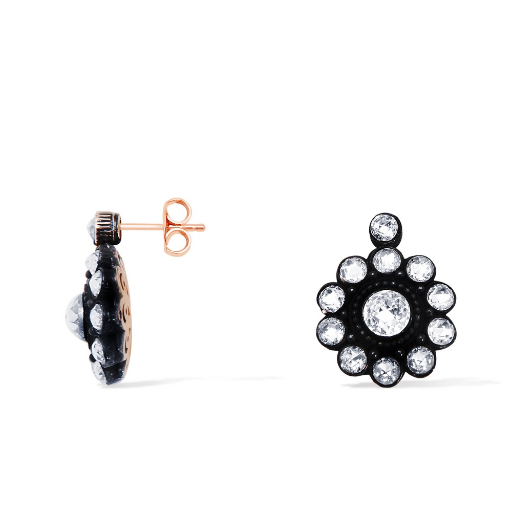 8 Ayar Rose Altın Elmas Görünümlü Küpe