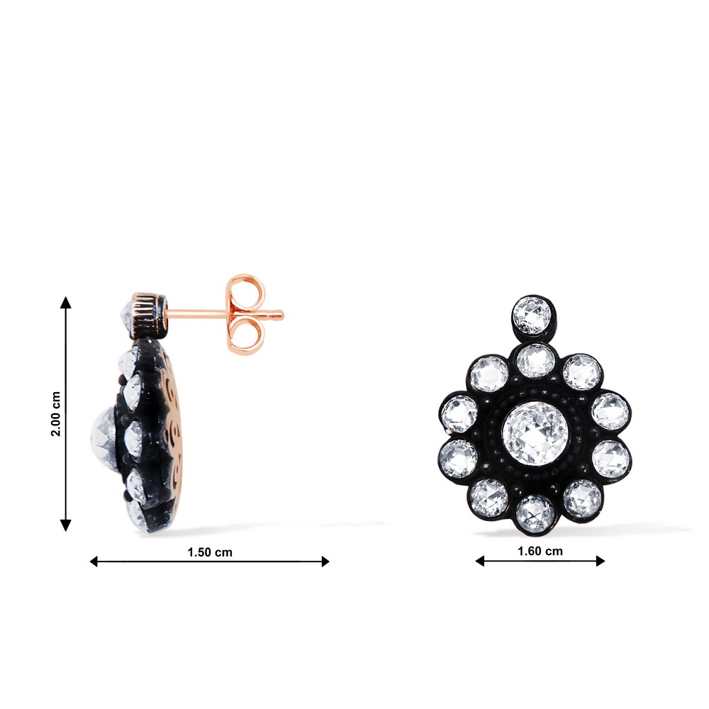 8 Ayar Rose Altın Elmas Görünümlü Küpe