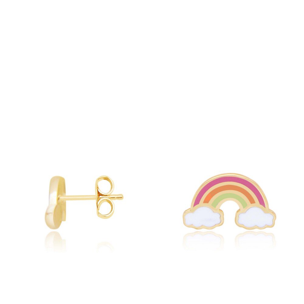 14 Ayar Sarı Altın Gökkuşağı Figürlü Küpe