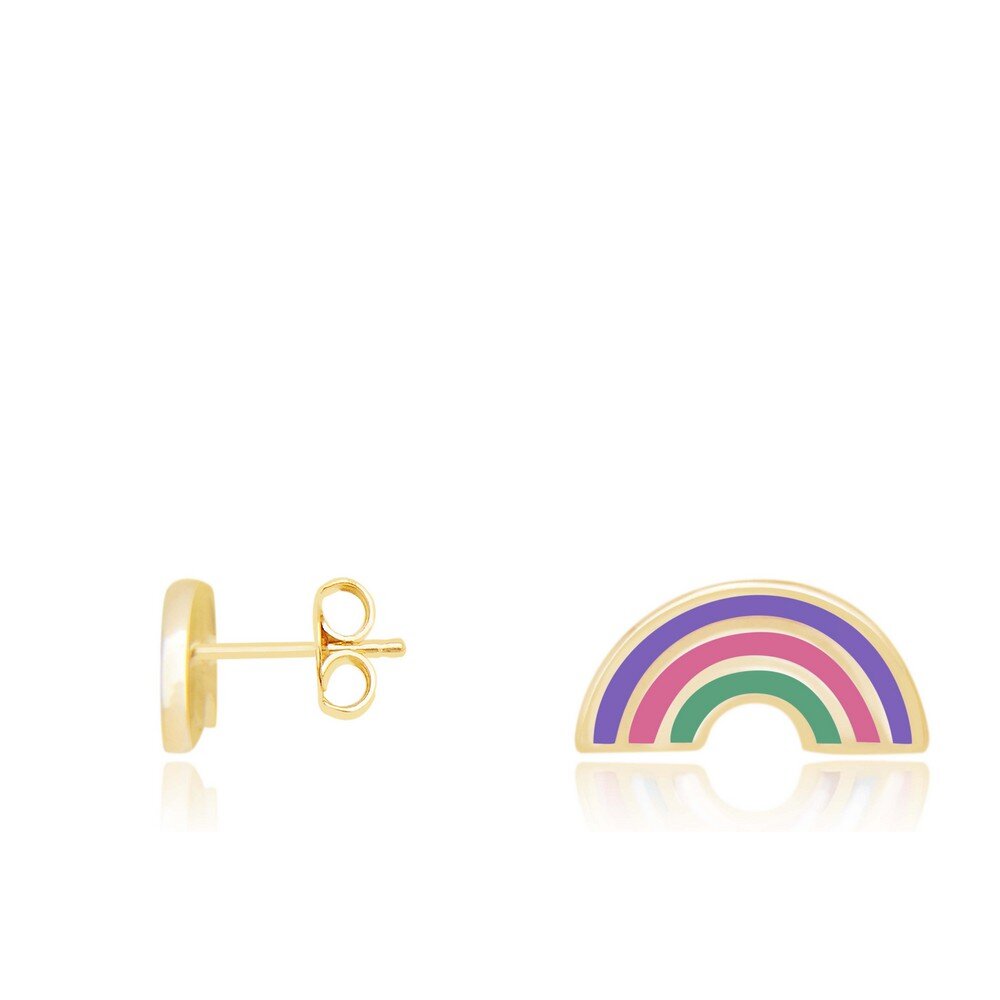 14 Ayar Sarı Altın Gökkuşağı Figürlü Küpe