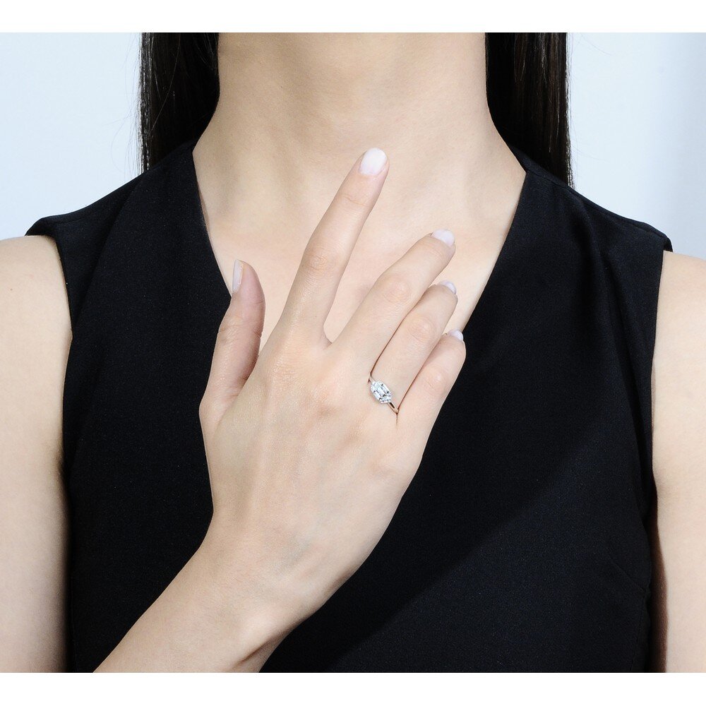 14 Ayar Beyaz Altın Baget Yüzük