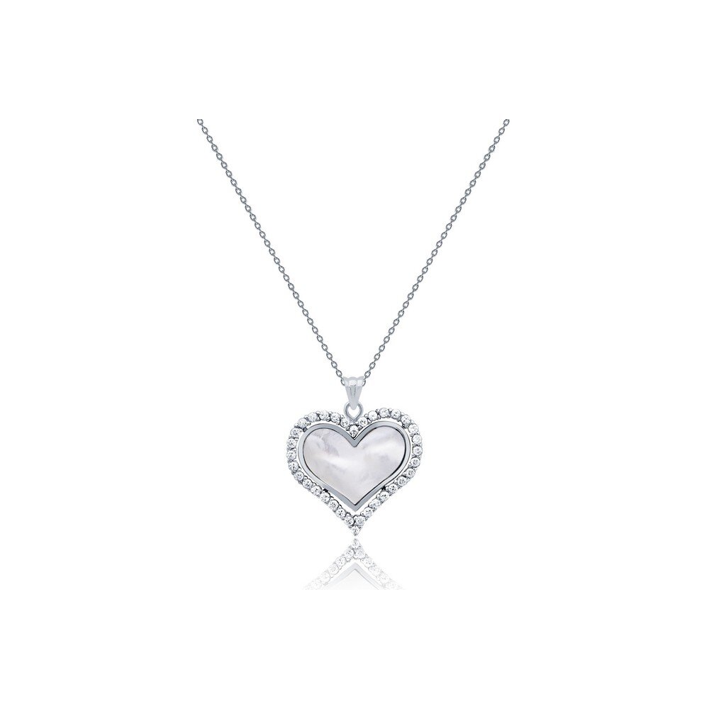 14 Ayar Beyaz Altın Kalp Figürlü Kolye