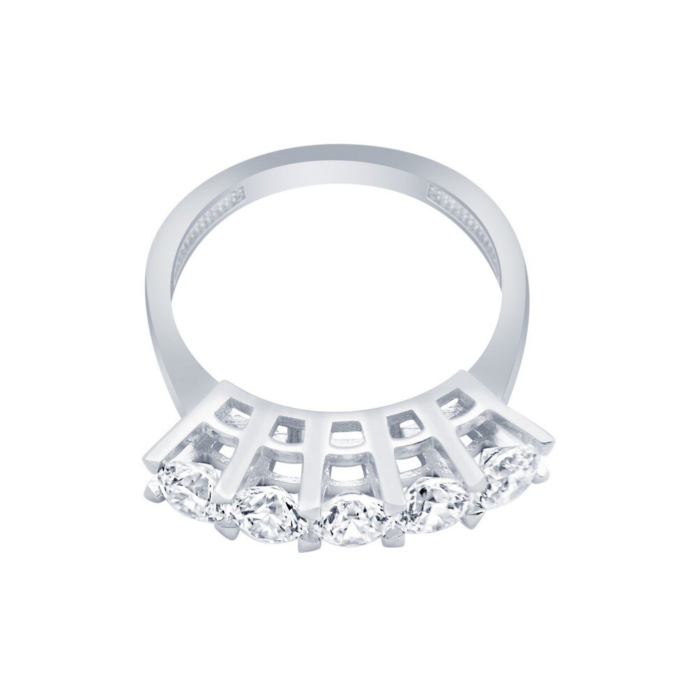 14 Ayar Beyaz Altın Beştaş Yüzük