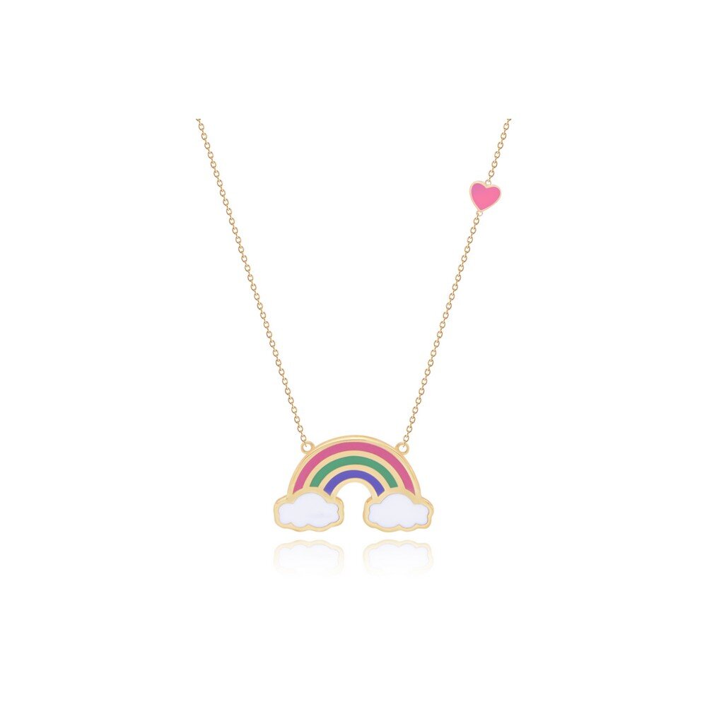 14 Ayar Sarı Altın Gökkuşağı Figürlü Kolye