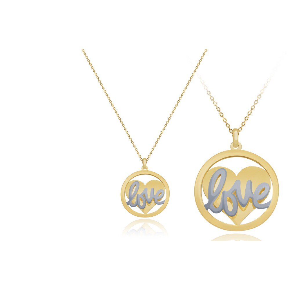 14 Ayar Sarı-Beyaz Altın Kalp Figürlü Kolye