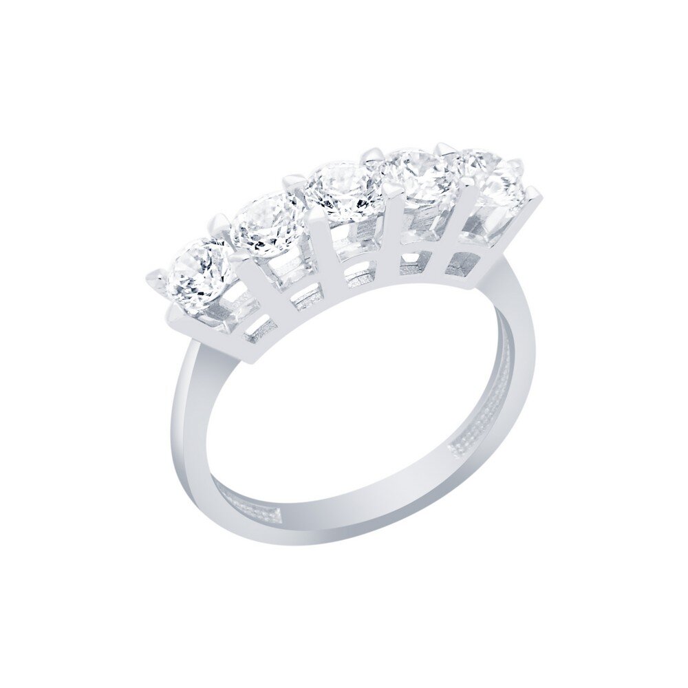 14 Ayar Beyaz Altın Beştaş Yüzük