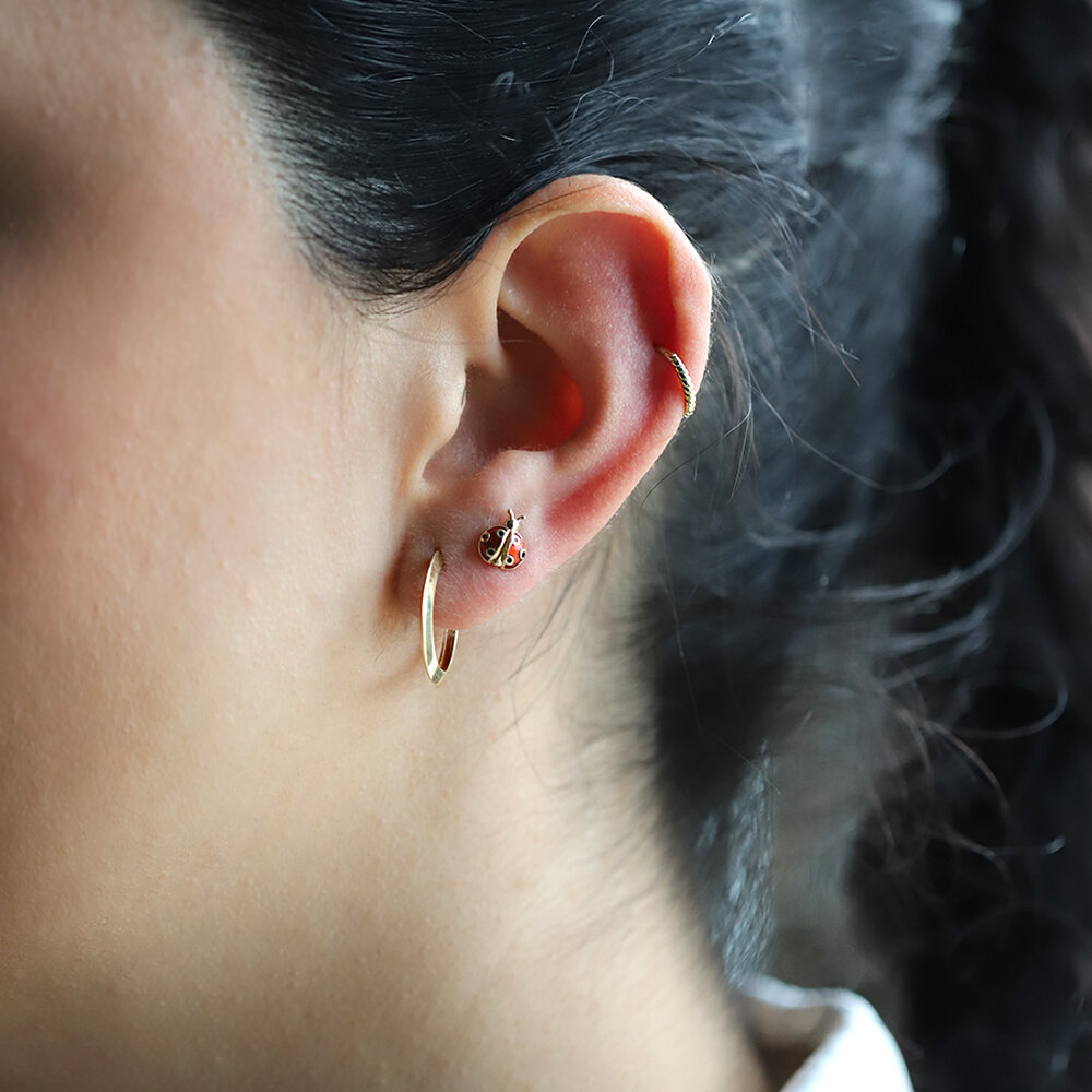 14 Ayar Sarı Altın Uğur Böceği Piercing