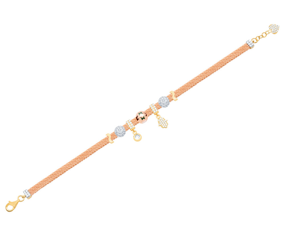 14 Ayar 3 Renkli Altın Charm Bileklik