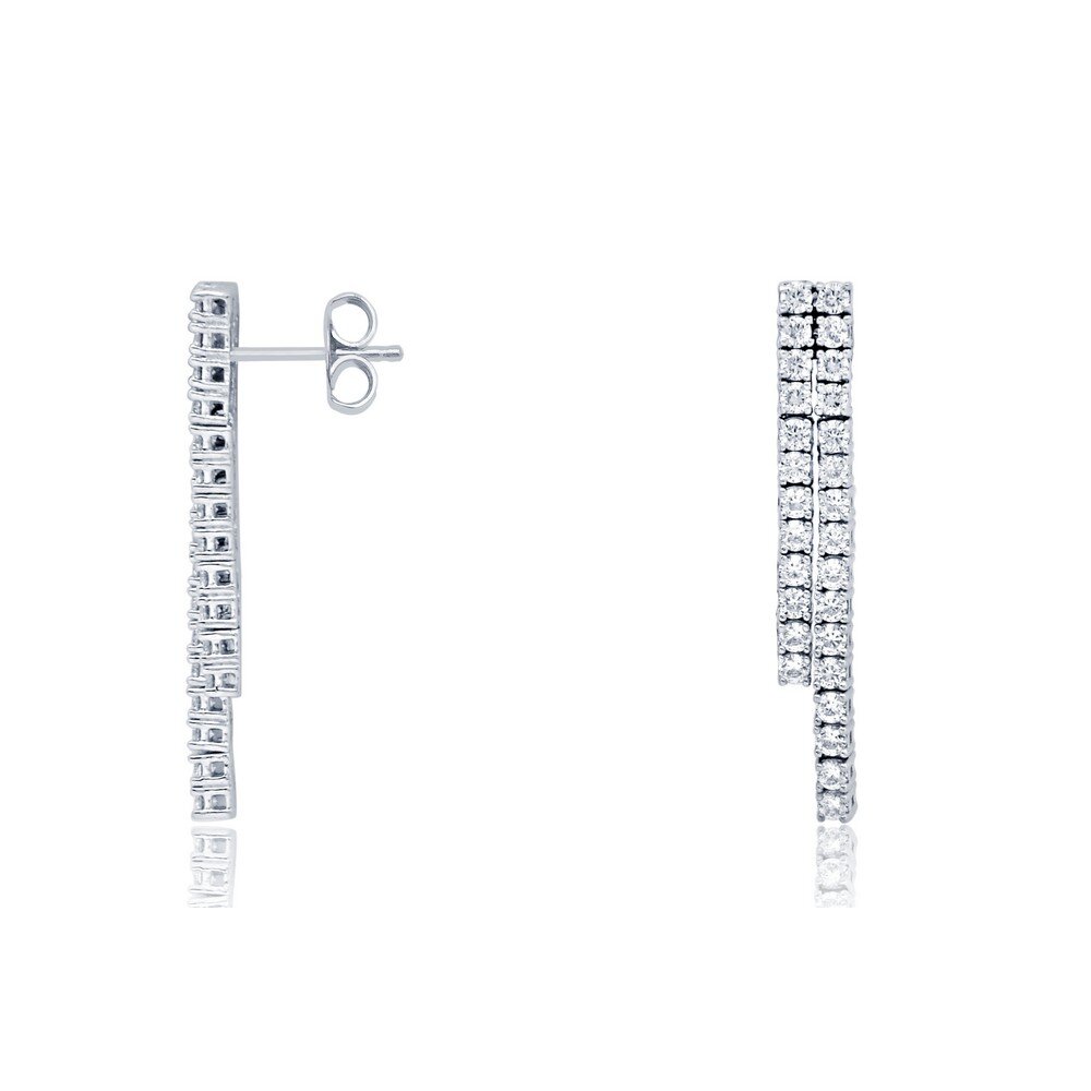 14 Ayar Beyaz Altın Suyolu Küpe