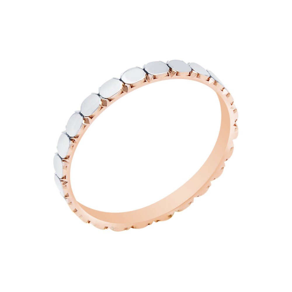 14 Ayar Beyaz-Rose Altın Modern Alyans