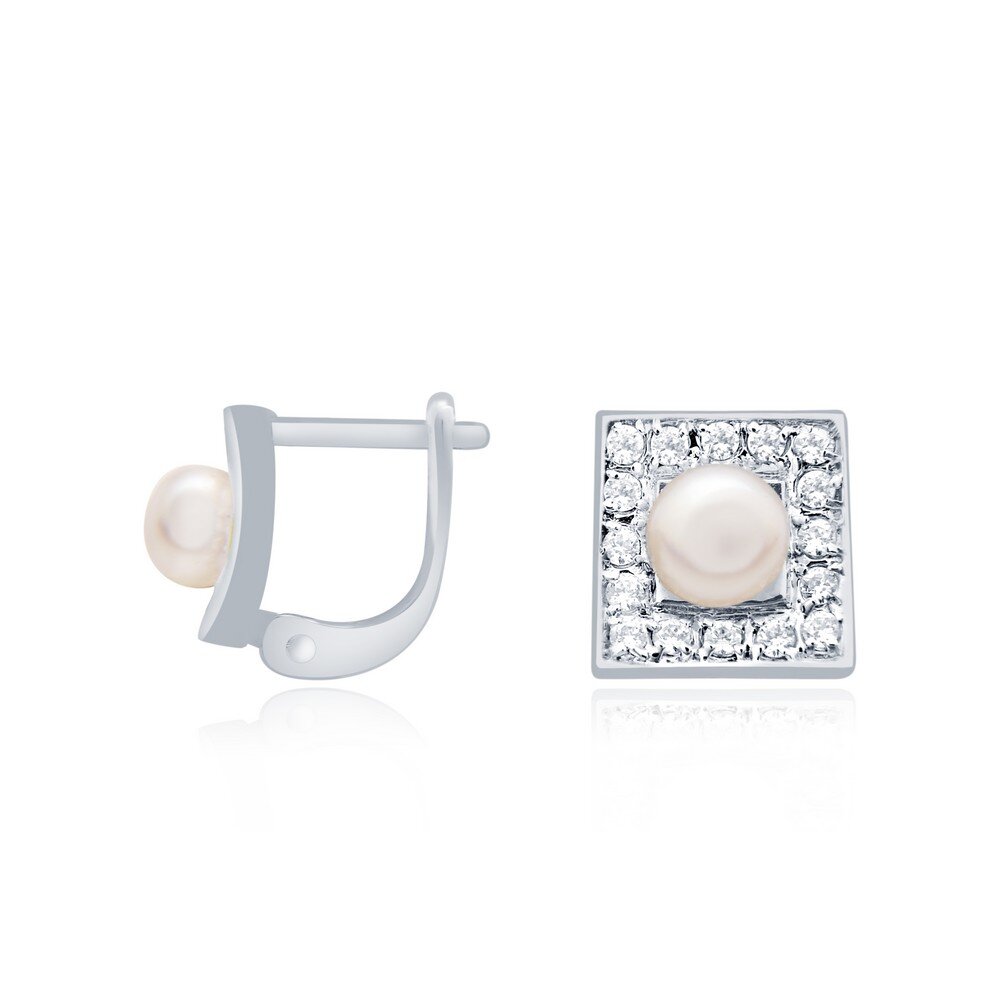 14 Ayar Beyaz Altın İnci Küpe