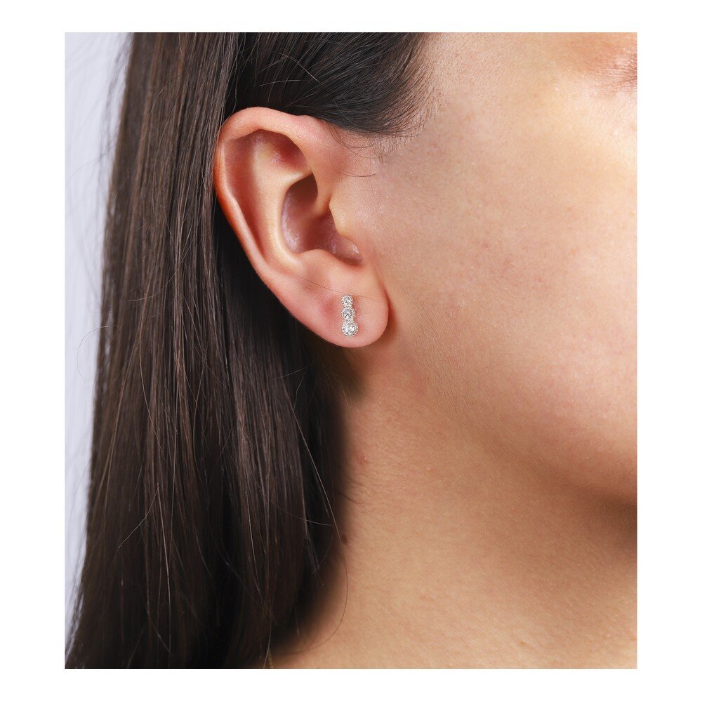 14 Ayar Beyaz Altın Klasik Küpe