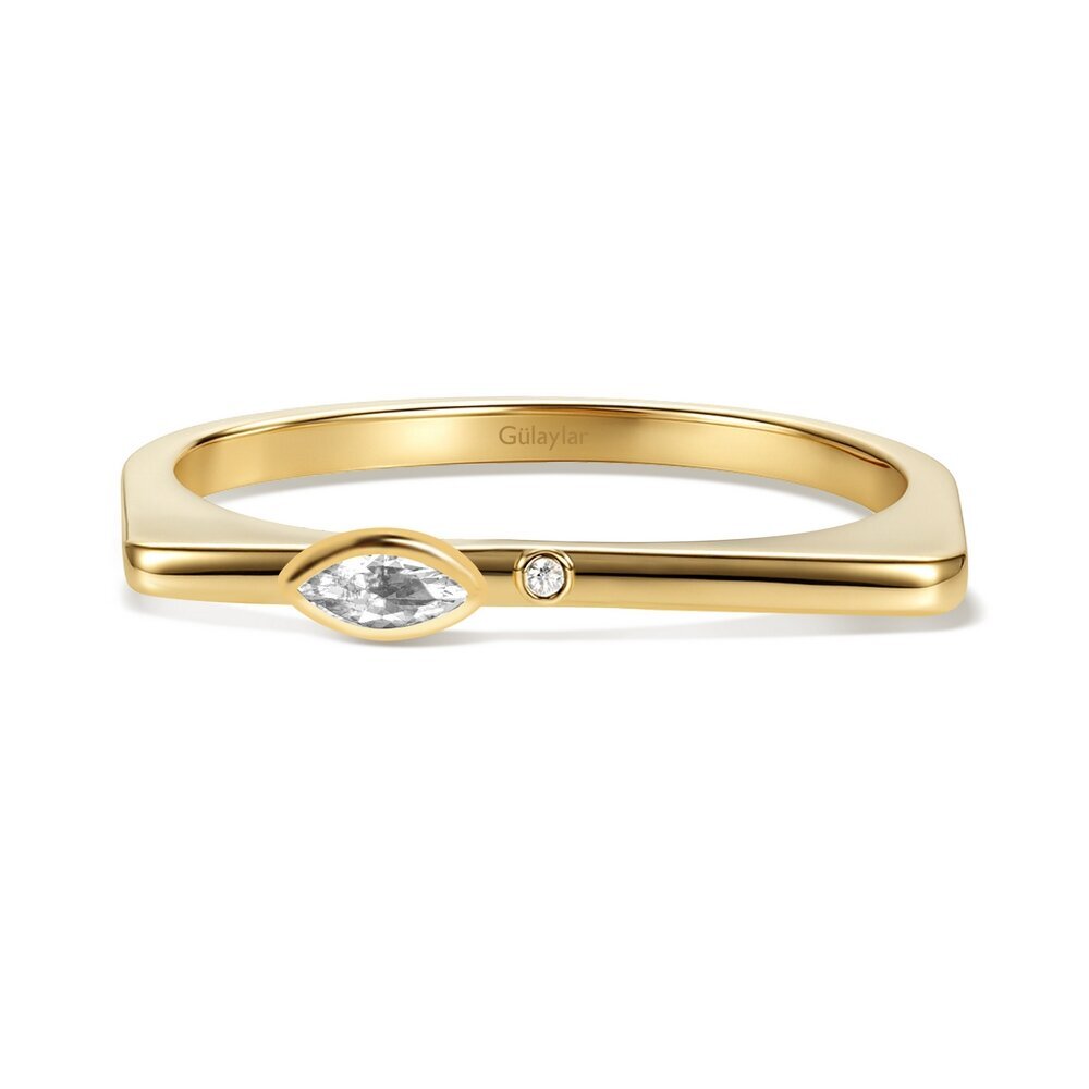 0,08 Karat Pırlanta Beyaz Safir Taşlı Yüzük