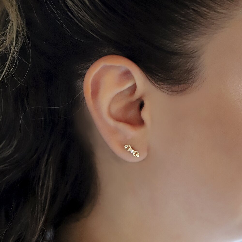 0,02 Karat Pırlanta Minimal Küpe