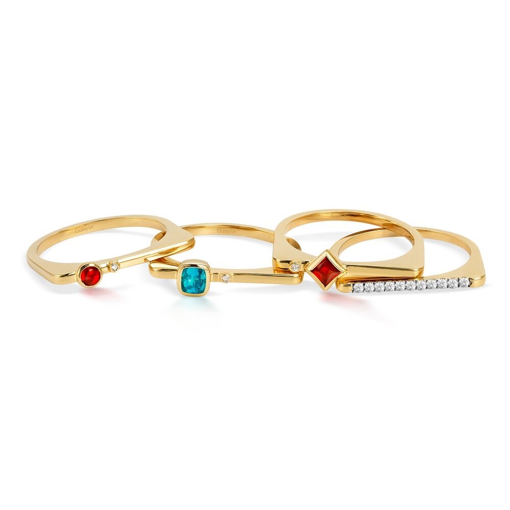 0,04 Karat Pırlanta Garnet Taşlı Yüzük