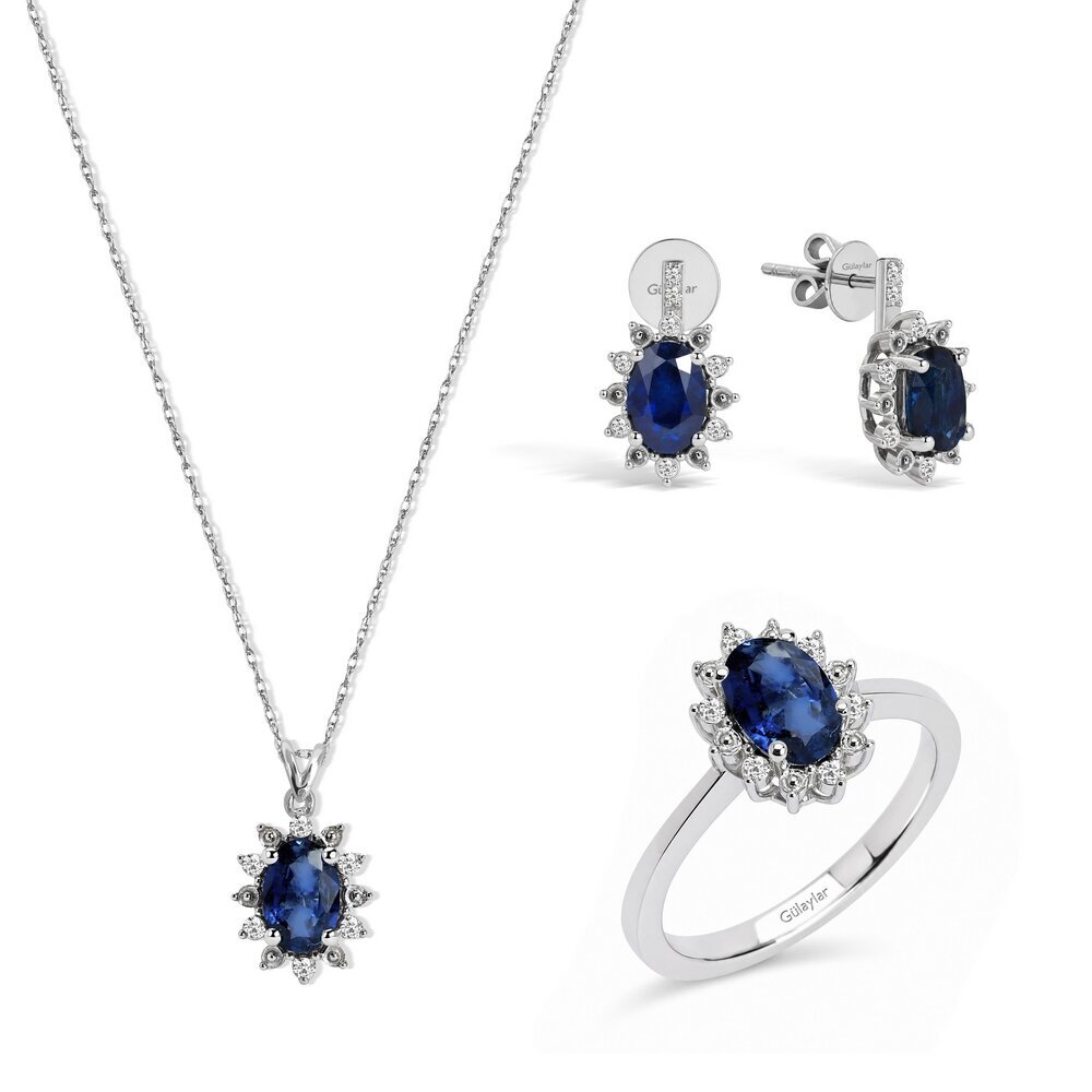 0,49 Karat  Pırlanta Safir Kolye