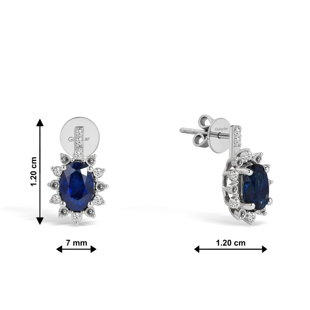 1,00 Karat  Pırlanta Safir Küpe