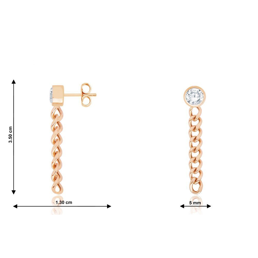 14 Ayar Rose Altın Sallantılı Zincir Küpe