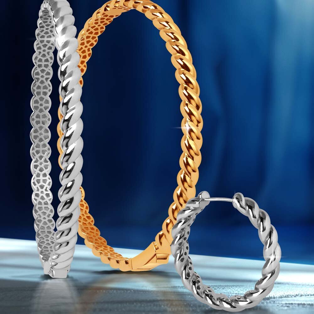 14 Ayar Beyaz Altın Trend Burgu Küpe
