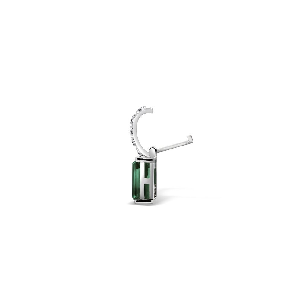 14 Ayar Beyaz Altın Yeşil Taşlı Kolye Ucu