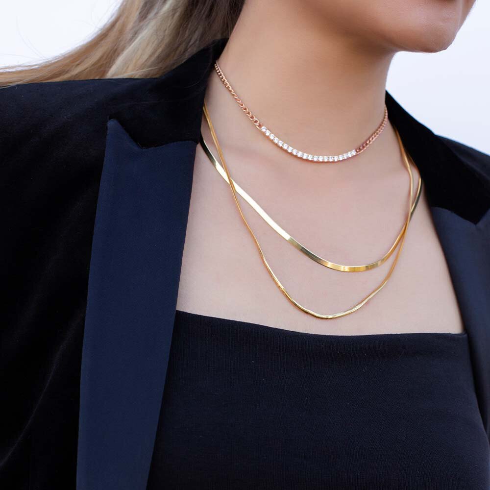 14 Ayar Rose Altın Trend Choker Kolye