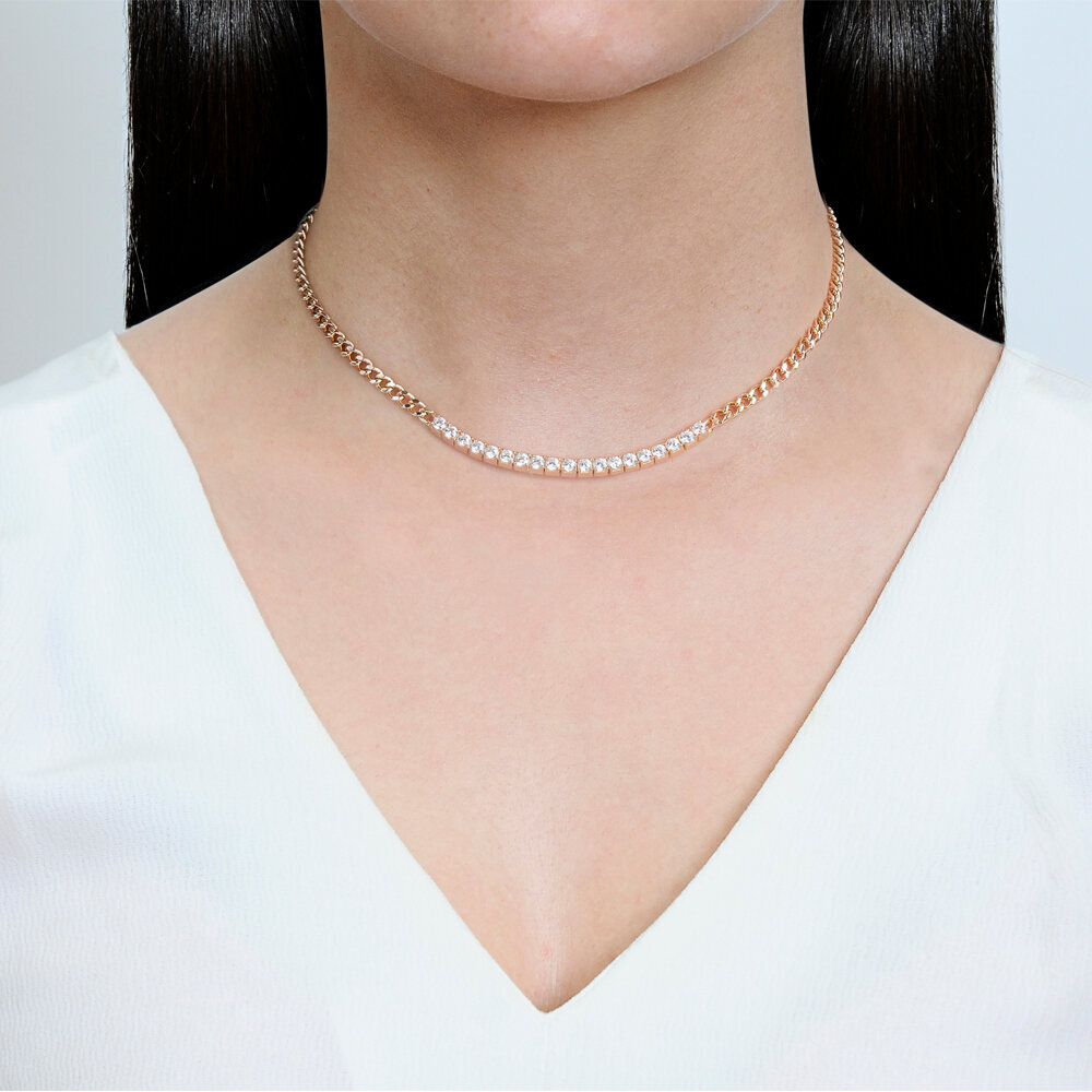 14 Ayar Rose Altın Trend Choker Kolye