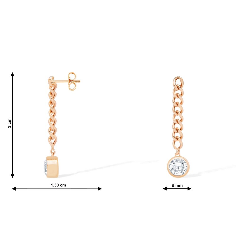 14 Ayar Rose Altın Sallantılı Zincir Küpe