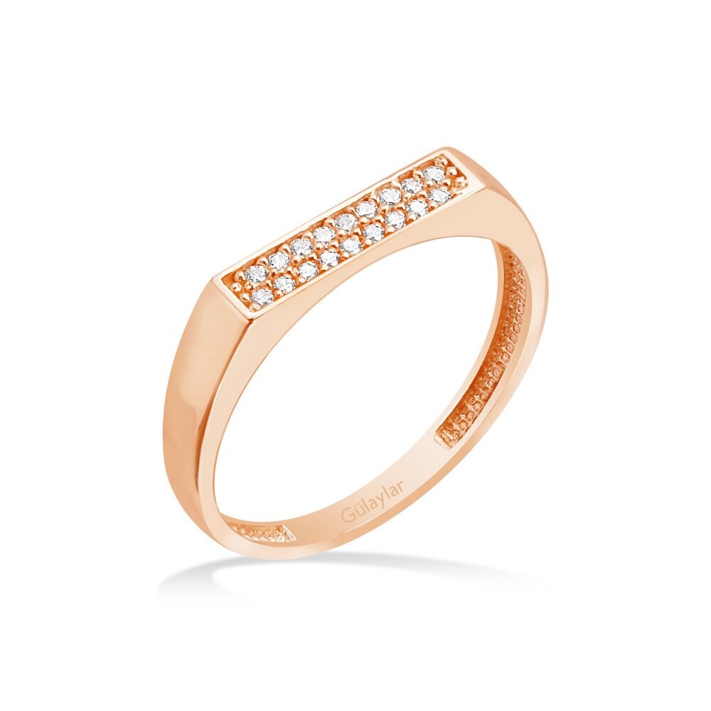 14 Ayar Rose Altın Minimal Taşlı Yüzük