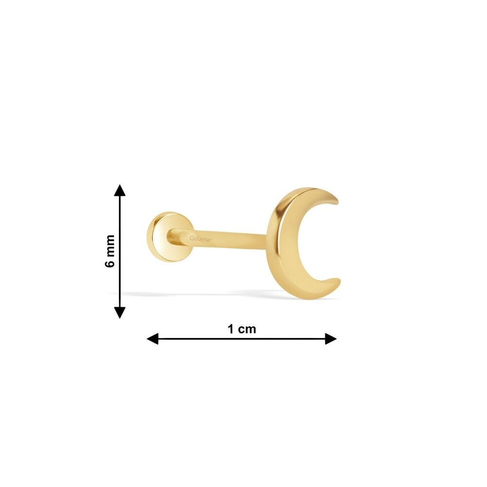14 Ayar Sarı Altın Ay Figürlü Piercing