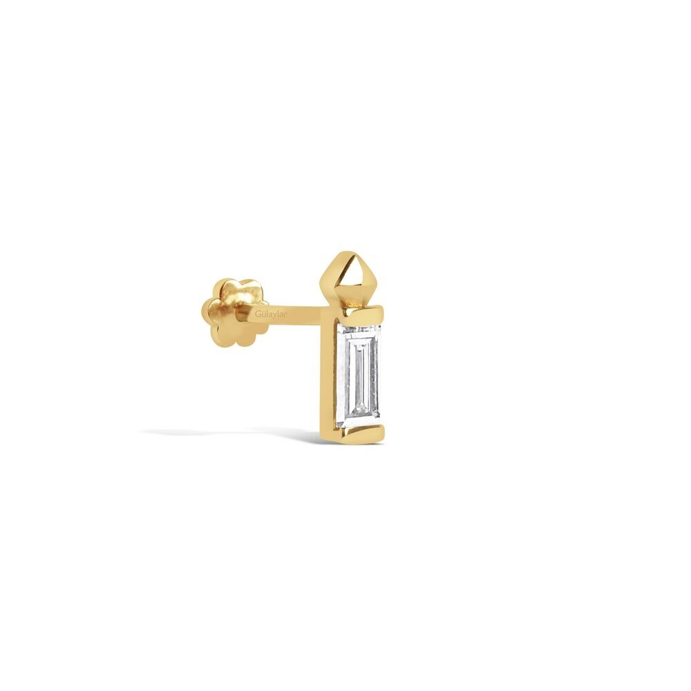 14 Ayar Sarı Altın Baget Tragus Piercing