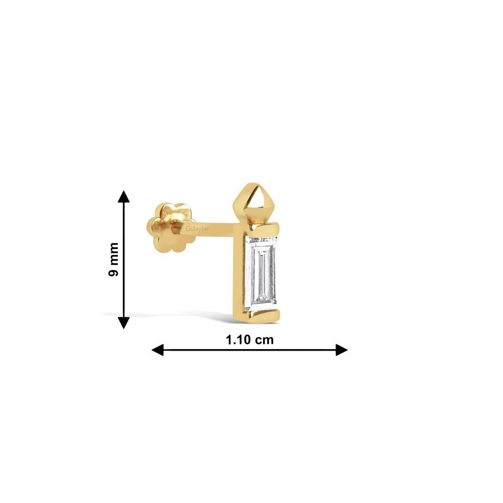 14 Ayar Sarı Altın Baget Tragus Piercing
