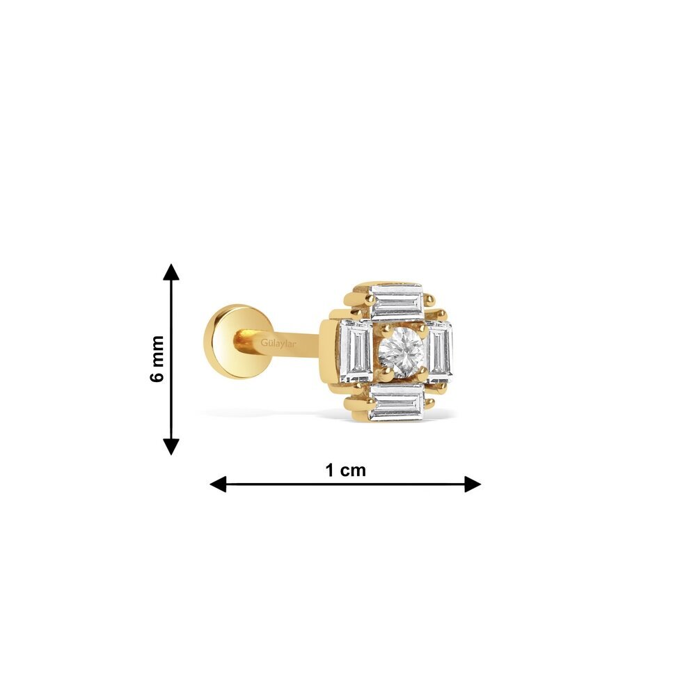 14 Ayar Sarı Altın Baget Tragus Piercing