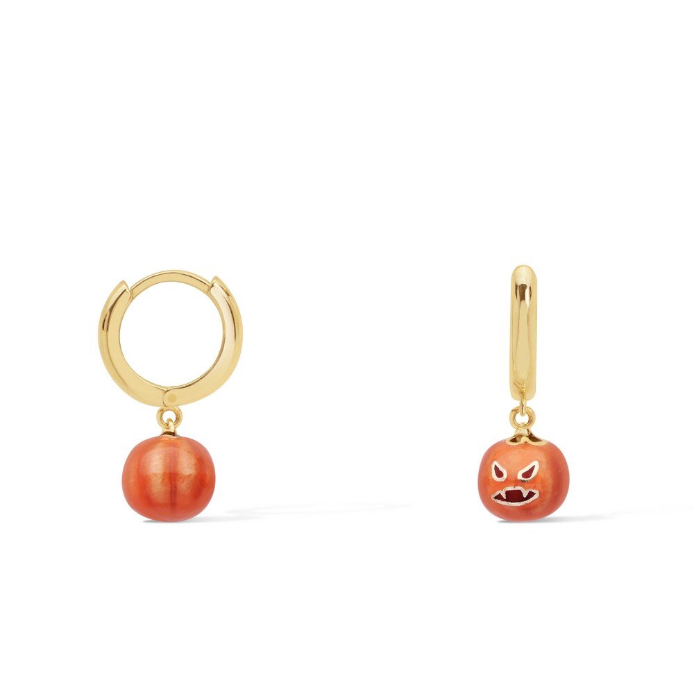 14 Ayar Sarı Altın Bal Kabağı Figürlü Küpe