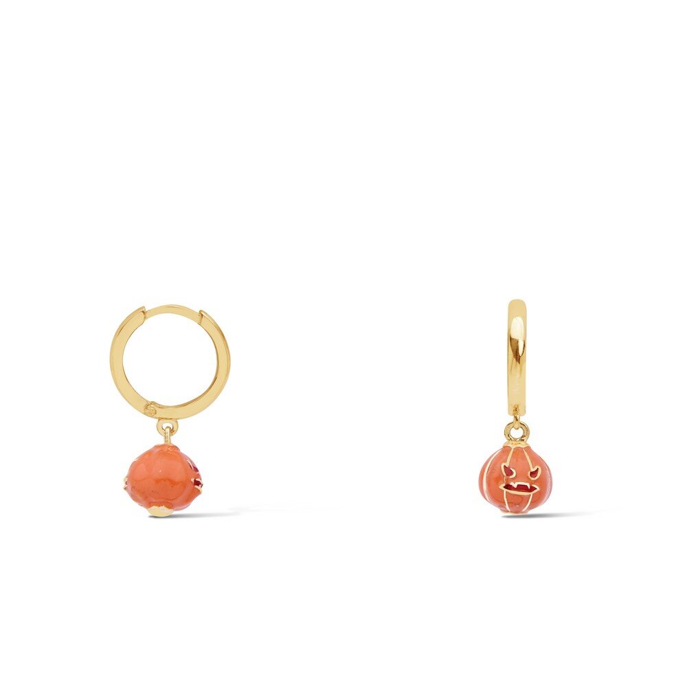 14 Ayar Sarı Altın Bal Kabağı Figürlü Küpe